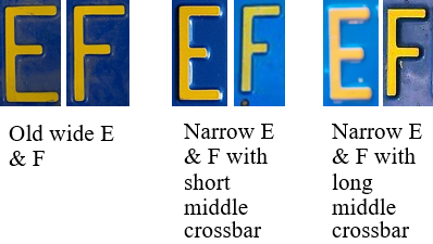 E and F in three different blue plate epochs