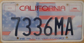 We Will Never Forget plate, 7336MA